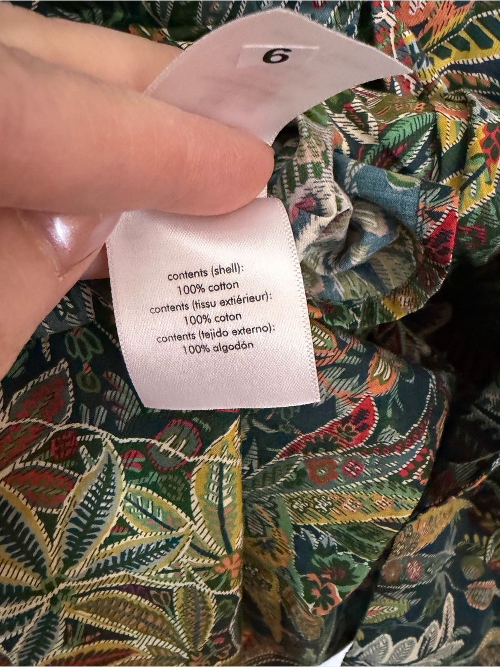 Onia Liberty Print Fabric Cotton Wrap top Green Navy Botanical Blouse M tunic - Picture 10 of 12